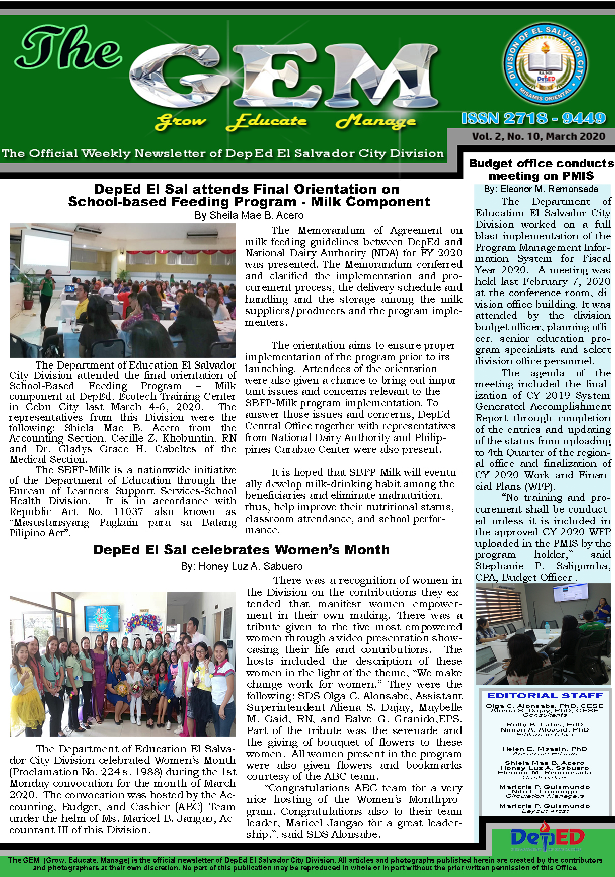 The GEM Newsletter Volume 1